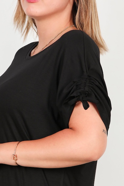 Büyük Beden Omuz Ve Yanı Büzgülü Bluz  Siyah 6