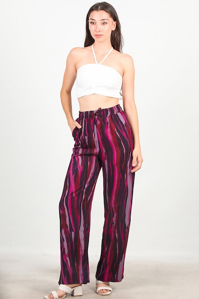 Kadın Desenli Bol Paça Pantolon 