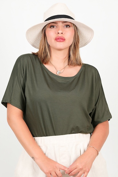 Büyük Beden Bisiklet Yaka Bluz 