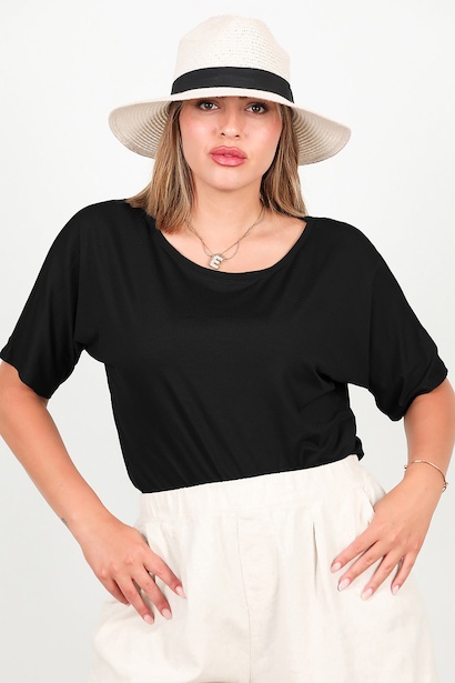 Büyük Beden Bisiklet Yaka Bluz 