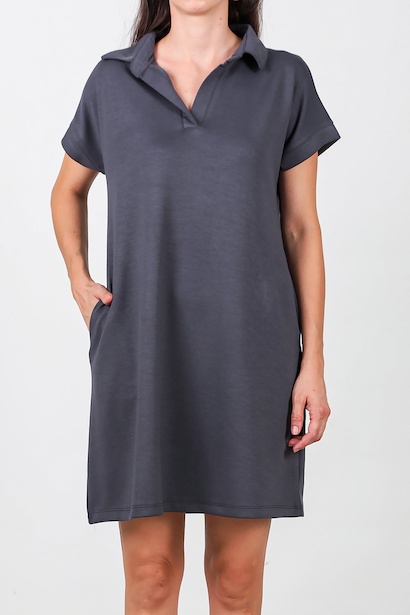 Kadın Yakalı Kısa Elbise  Füme 6