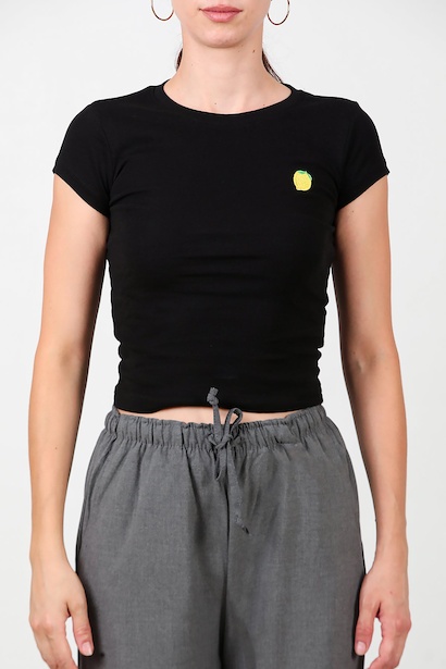 Kadın Limon Nakışlı Bady  Siyah 6