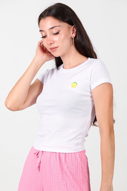 Kadın Limon Nakışlı Bady 
