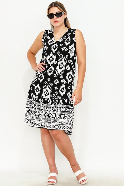 Büyük Beden Desenli Elbise 