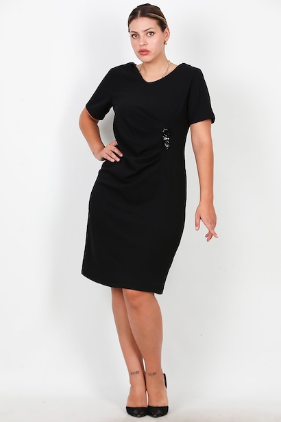 Büyük Beden Bel Taş Detay Kısa Abiye 