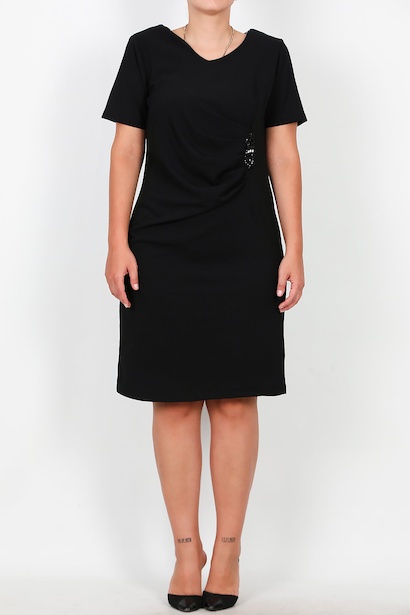 Büyük Beden Bel Taş Detay Kısa Abiye  Siyah 6