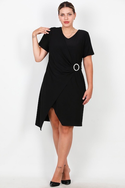 Büyük Beden Bel Toka Detay Kısa Abiye 