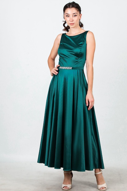 Kadın Askılı Kemerli Midi Boy Abiye 