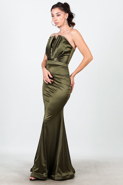 Kadın İstiridye Yaka Uzun Abiye 