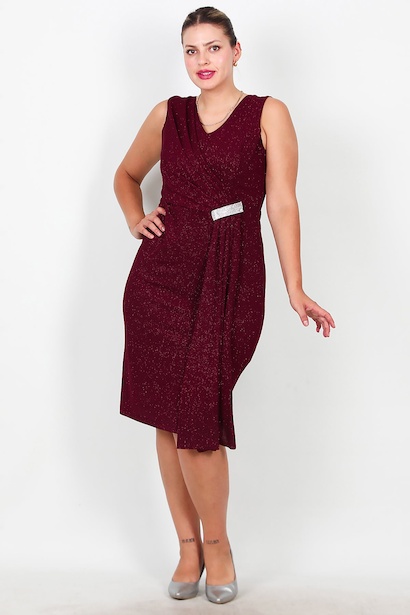 Büyük Beden Simli Kısa Abiye 