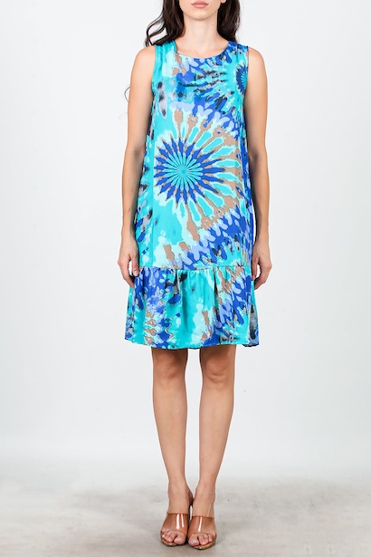 Kadın Desenli Viskon Kolsuz Elbise  Saks 6