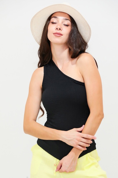 Kadın Tek Omuz Bürümcük Bluz 