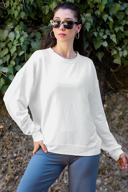 Kadın Owersize Bisiklet Yaka Sweet 