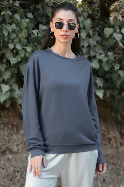 Kadın Owersize Bisiklet Yaka Sweet 