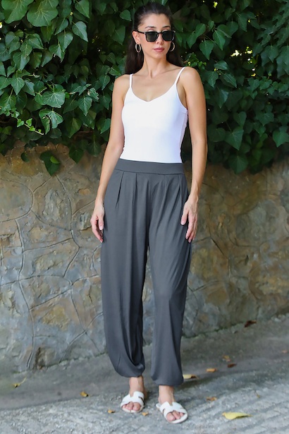 Kadın Cepli Pileli Şalvar Pantolon 