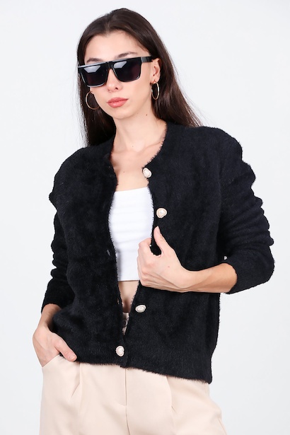 Kadın Düğmeli Sakallı Hırka 