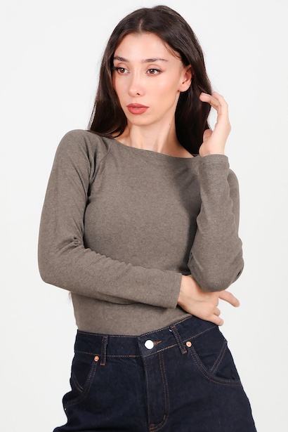 Kadın Uzun Kollu Bisiklet Yaka Badi 