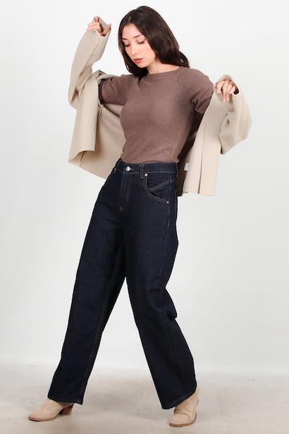 Kadın Bol Paça Pantolon  Lacivert 6