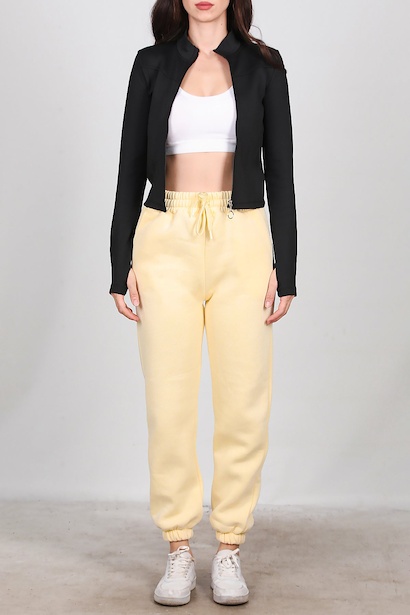 Kadın Paça Lastikli İçi Şardonlu Eşofman Altı  Sarı 6