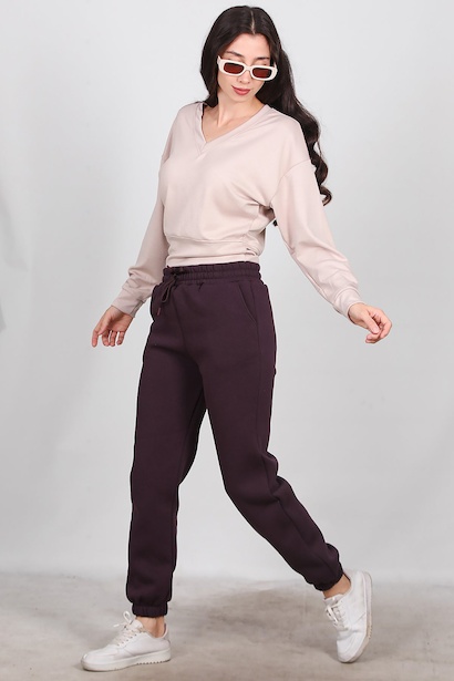 Kadın Paça Lastikli İçi Şardonlu Eşofman Altı 