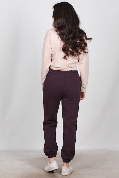 Kadın Paça Lastikli İçi Şardonlu Eşofman Altı  Mürdüm 6