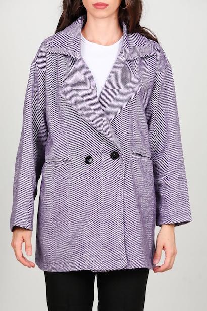 Kadın Kısa Kaşe Kaban  Mor 6