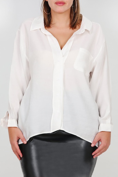 Büyük Beden Owersize Gömlek  Ekru 6