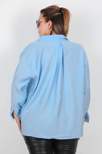 Büyük Beden Owersize Gömlek  Bebe Mavisi 6