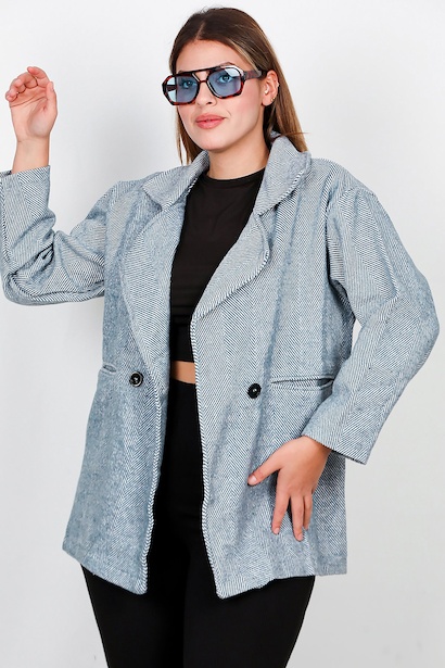 Büyük Beden Kısa Kaşe Kaban 