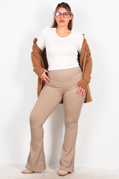 Büyük Beden Fitilli İspanyol Paça Tayt 