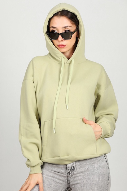 Kadın Kapşonlu Sweat  Yeşil 6
