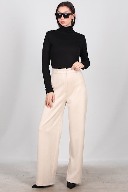 Kadın Süet Pileli Pantolon 