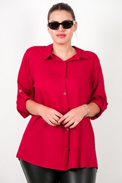 Büyük Beden Kol Katlamalı Gömlek 
