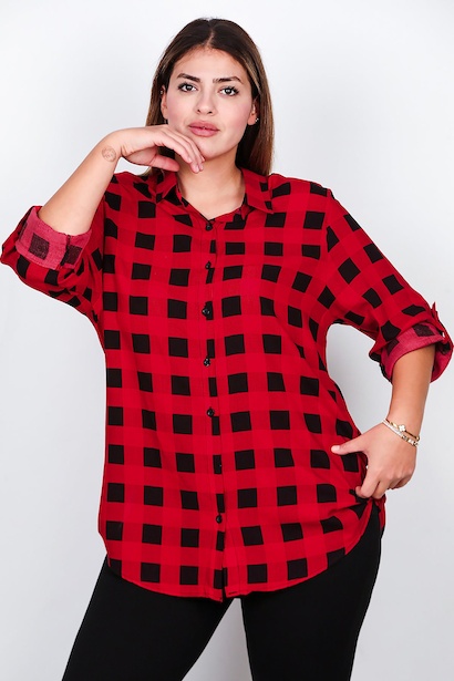 Büyük Beden Kol Katlamalı Gömlek 