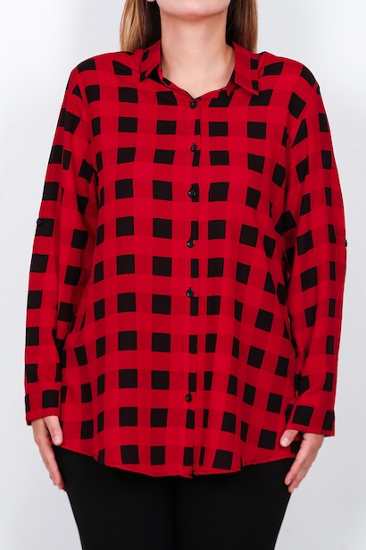 Büyük Beden Kol Katlamalı Gömlek  Çok Renkli 6