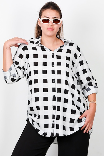 Büyük Beden Kol Katlamalı Gömlek 