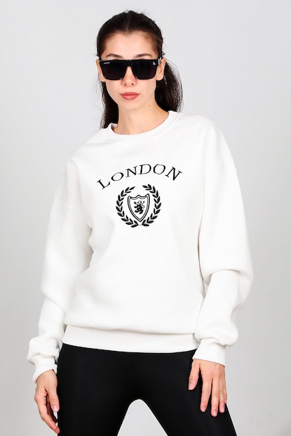 Kadın Üç İplik Bisiklet Yaka Sweet 