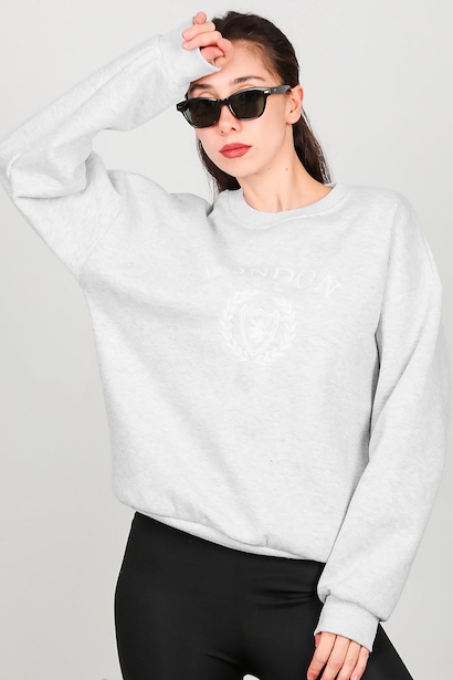 Kadın Üç İplik Bisiklet Yaka Sweet 