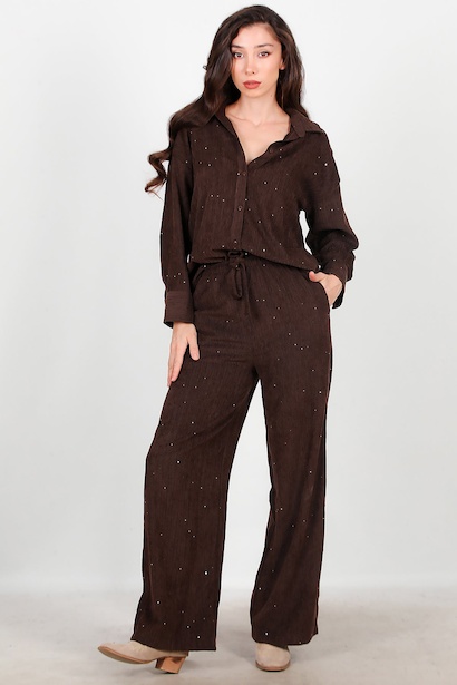 Kadın Kadife Pullu Gömlek 