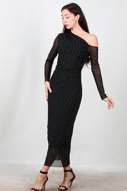 Kadın Taşlı Tül Elbise 