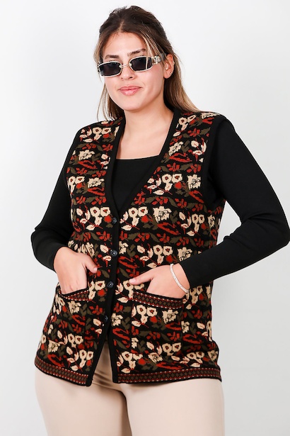 Büyük Beden Desenli Yelek 