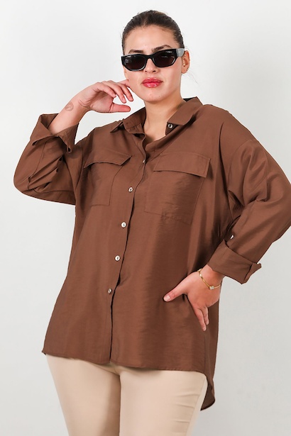 Büyük Beden Çift Cepli Gömlek 