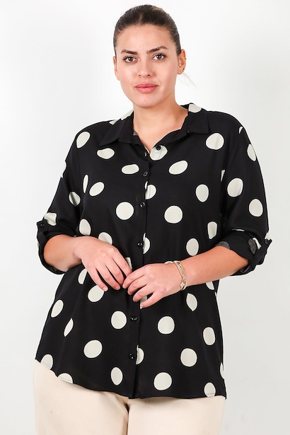 Büyük Beden Puantiyeli Viskon Gömlek 