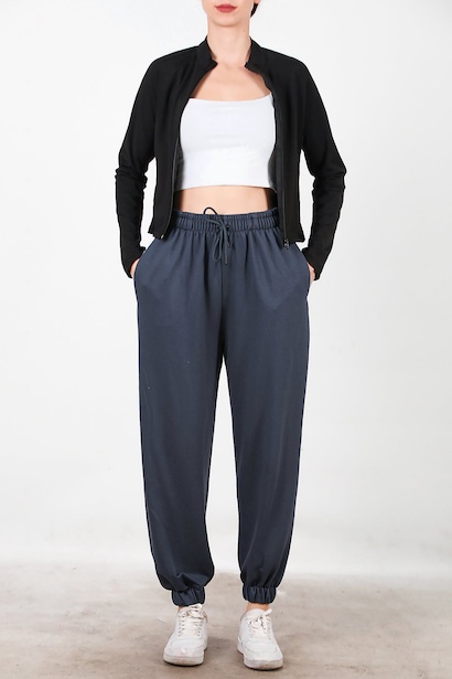 Kadın Paça Lastikli Oversize Eşofman  Füme 6