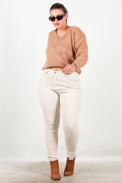 Büyük Beden Likralı Kot Pantolon  Taş 6