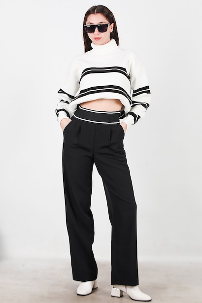 Kadın Kemeri Kalın Lastik Pantolon 