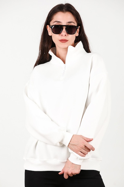 Kadın Yarım Balıkçı Yaka Fermuarlı Sweat 