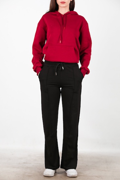 Kadın Çimalı Bol Paça Eşofman  Siyah 6