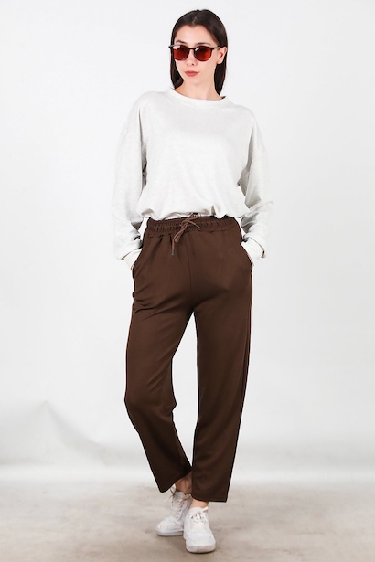 Kadın Düz Paça Cepli Eşofman 