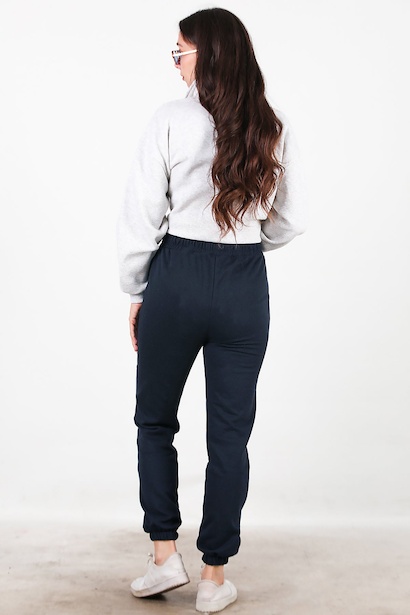 Kadın Bel Paça Lastikli Üç İplik Eşofman  Lacivert 6